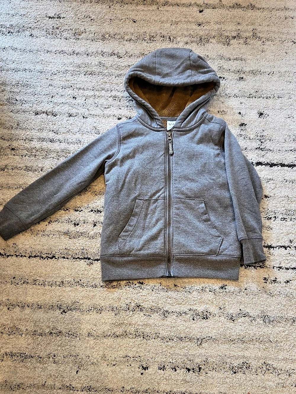 Carter's Kids Fuzzy Lined Zip Hoodie Gray Boys 5/5A